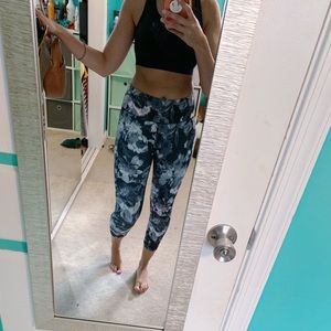 Floral Black and White Capri Workout Pants